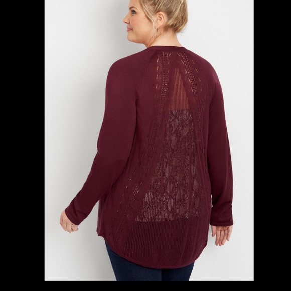 Maurices Plum Pointelle Back Cardigan 2X NWT